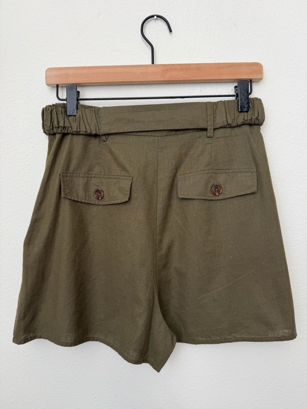 Zara Khaki Linen Blend Belted Skort High Waisted Size S - Picture 4 of 10